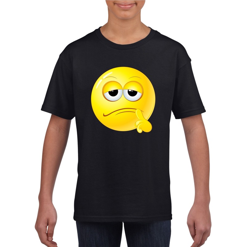 Emoticon bedenkelijk t-shirt zwart kinderen