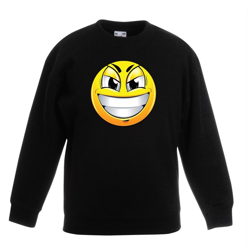 Emoticon ondeugend sweater zwart kinderen