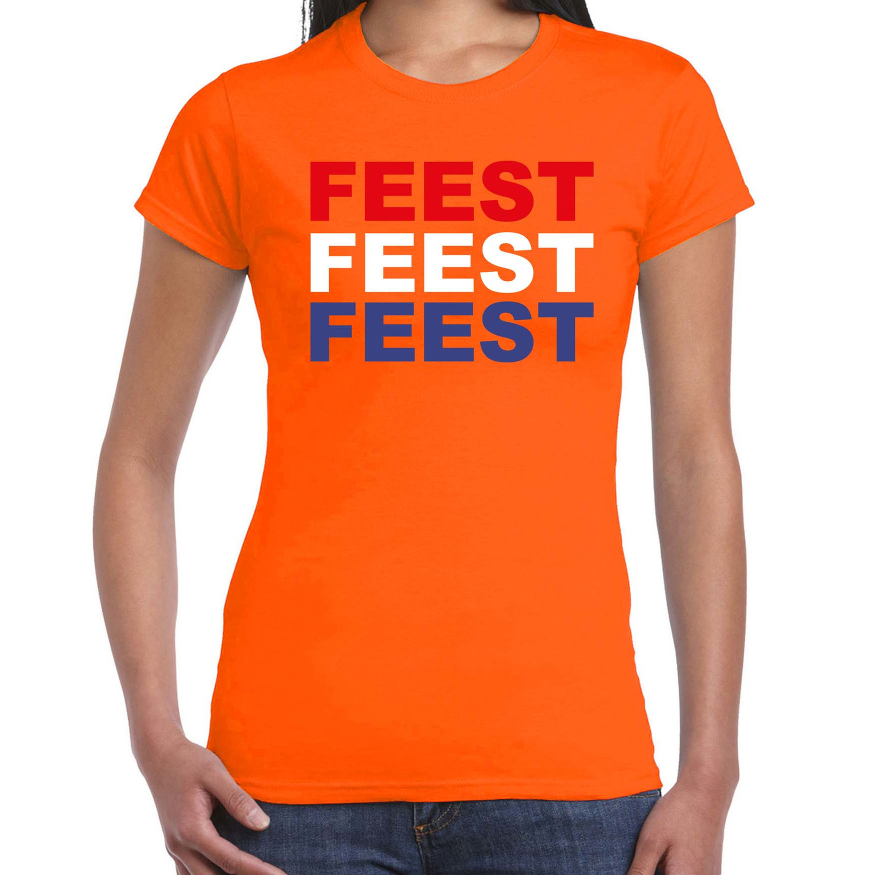 Feest t-shirt oranje voor dames - Koningsdag / EK/WK shirts XS -