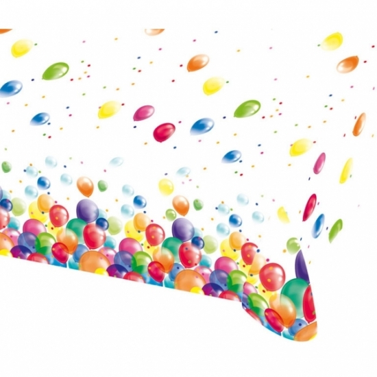 Feestelijke tafelkleed met ballonnen opdruk plastic 180cm -
