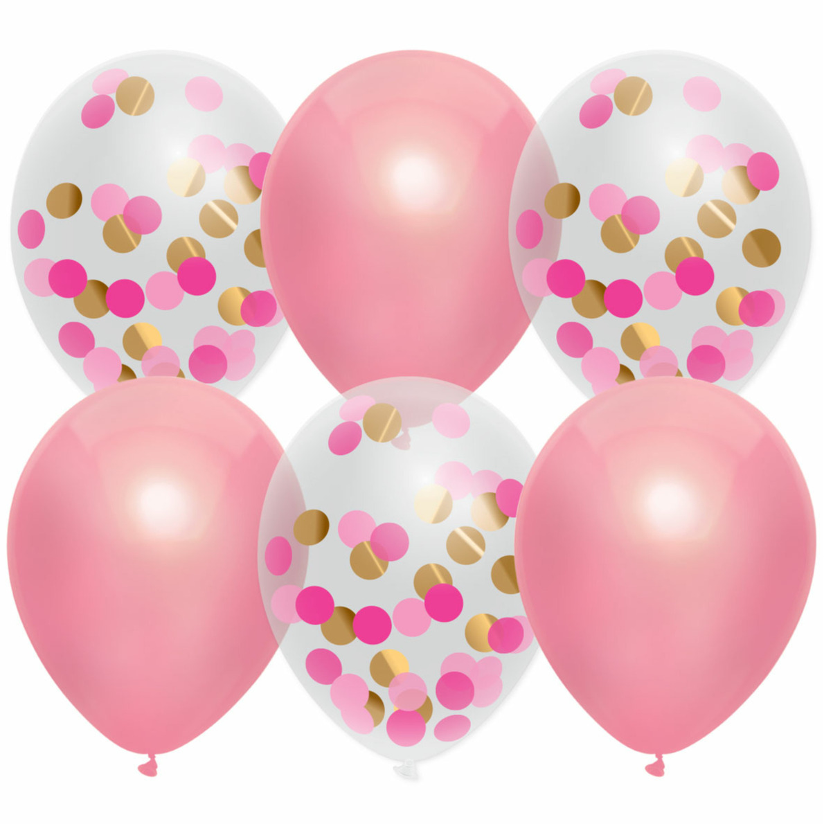 Feestversiering roze-mix thema ballonnen 6x stuks 30 cm