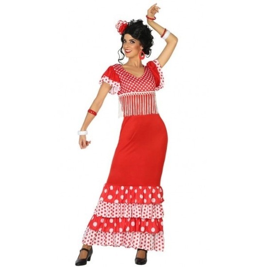Flamenco danseres jurk rood voor dames M/L (38-40) -