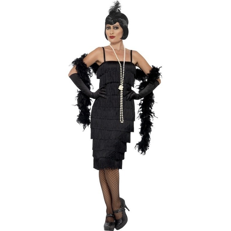 Flapper dress jaren 20 Twenties verkleedkleding zwart voor dames 44-46 (L) -