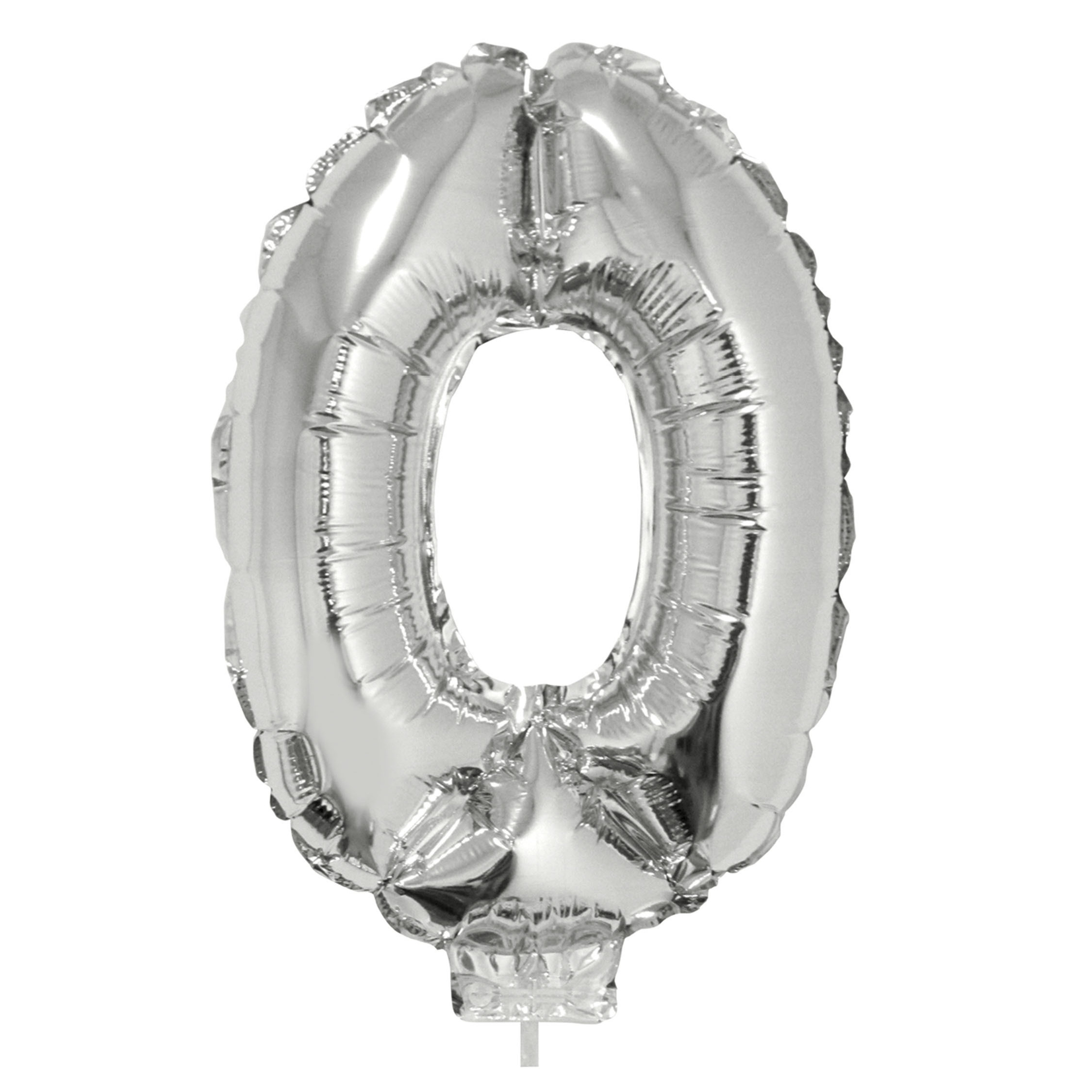 Folie ballon cijfer ballon 0 zilver 41 cm