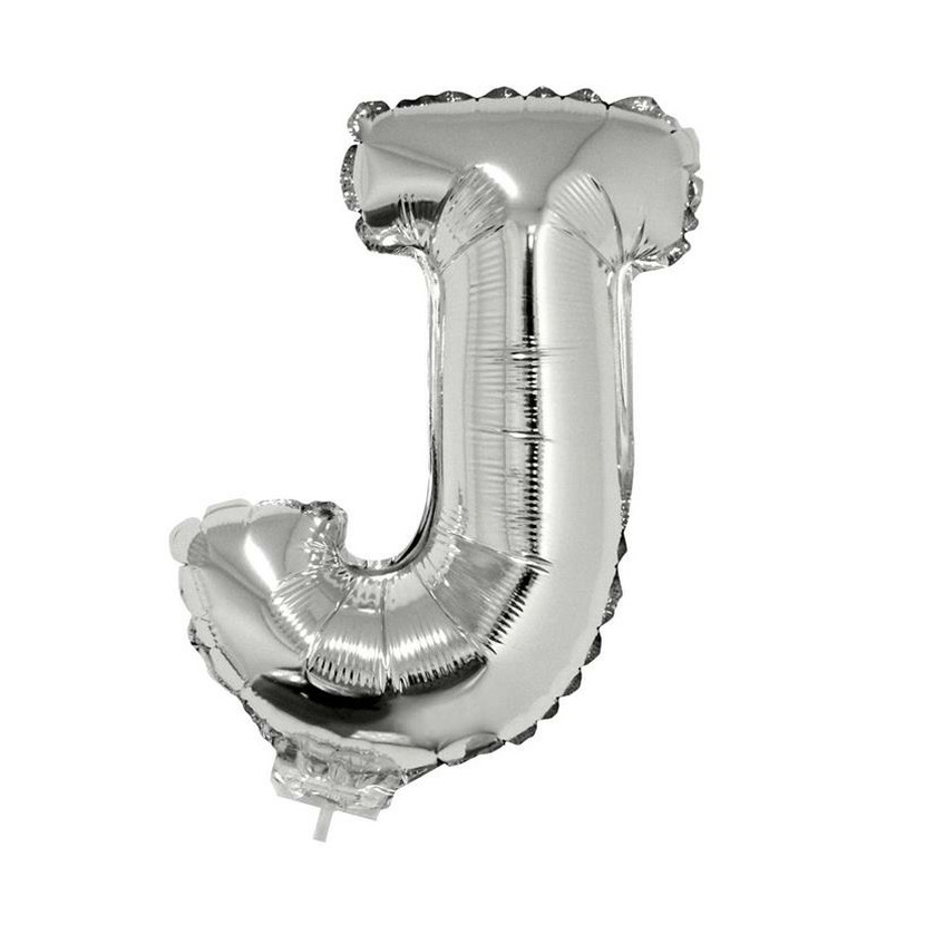 Folie ballon opblaas letter J zilver 41 cm -