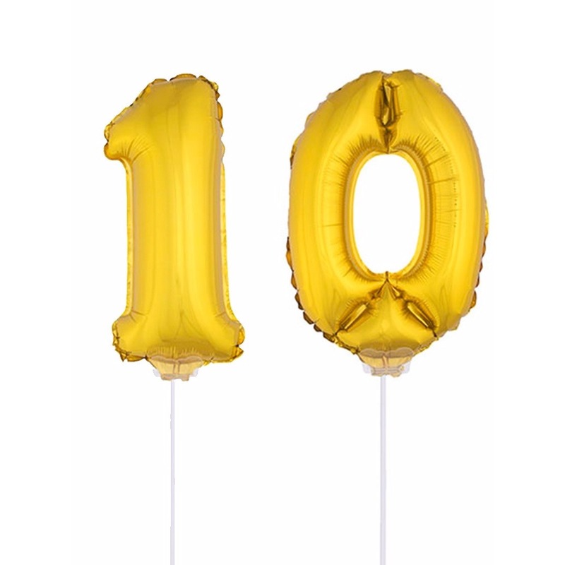 Folie ballonnen cijfer 10 goud 41 cm -