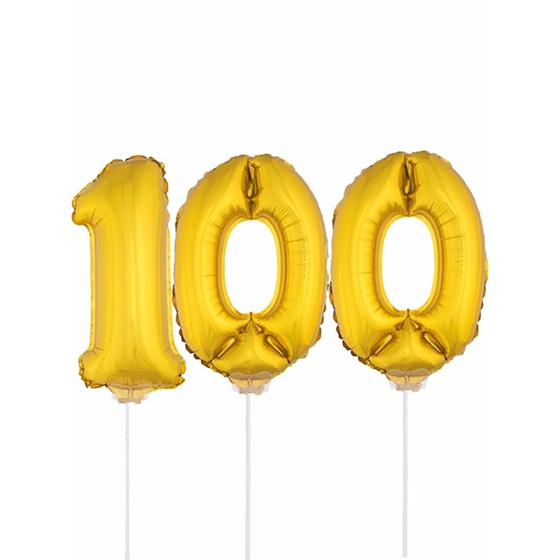 Folie ballonnen cijfer 100 goud 41 cm -