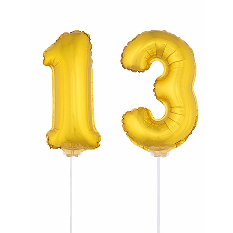 Folie ballonnen cijfer 13 goud 41 cm -