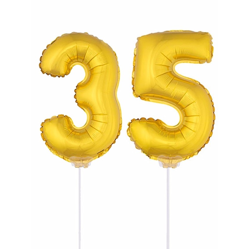 Folie ballonnen cijfer 35 goud 41 cm -