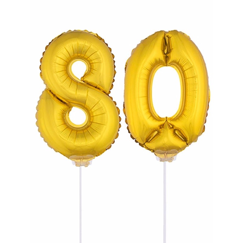 Folie ballonnen cijfer 80 goud 41 cm -