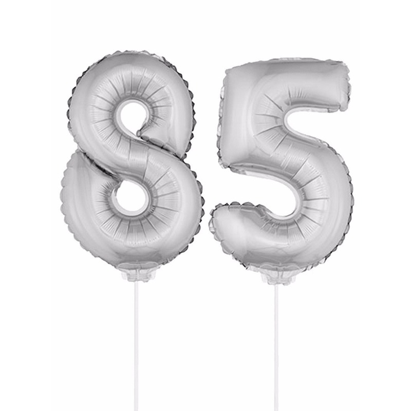 Folie ballonnen cijfer 85 zilver 41 cm -