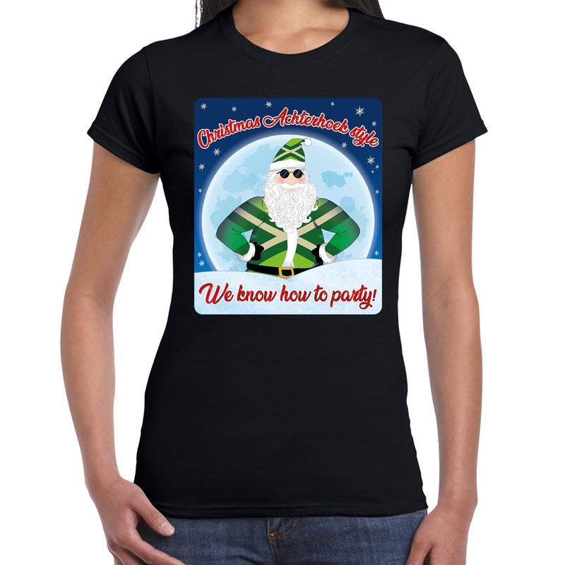Fout kerstborrel t-shirt christmas in Achterhoek style zwart voor dames 2XL -