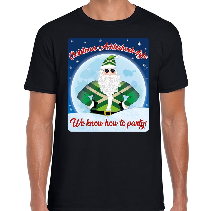 Fout kerstborrel t-shirt christmas in Achterhoek style zwart voor heren M (50) -