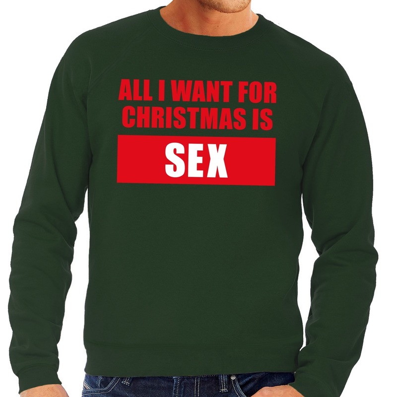 Foute kerstborrel trui groen All I Want Is Sex heren 2XL (56) -