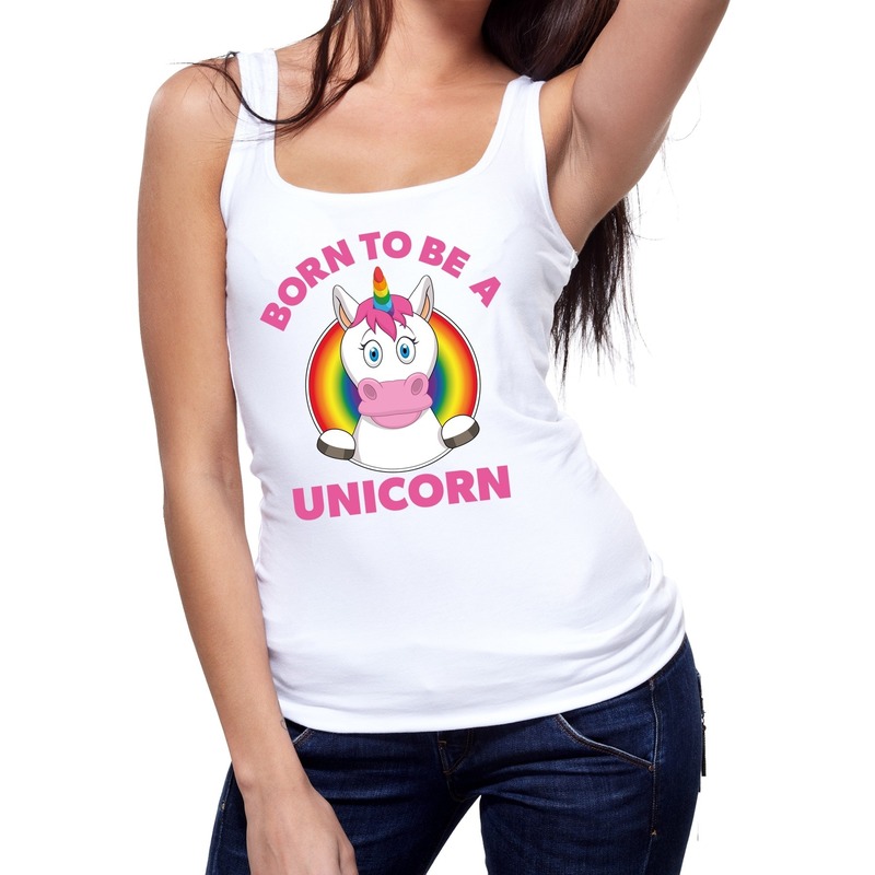 Gay pride born to be a unicorn tanktop wit dames XL -