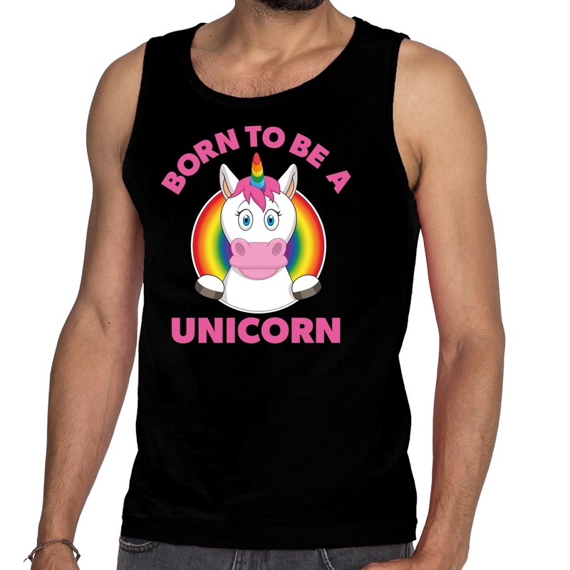Gay pride born to be a unicorn tanktop zwart heren S -