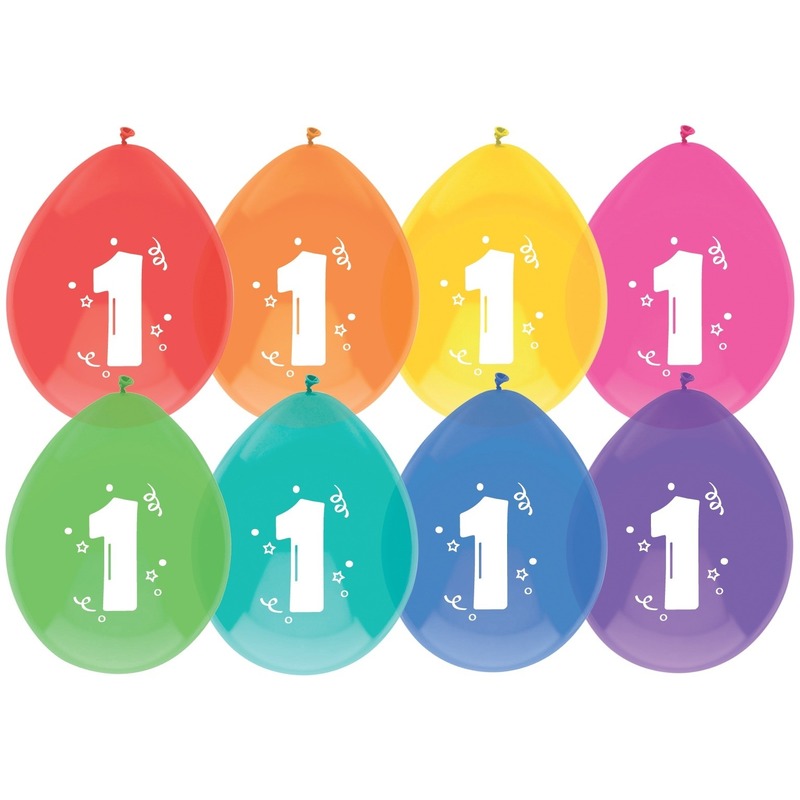 Gekleurde ballonnen 1 jaar 16 stuks