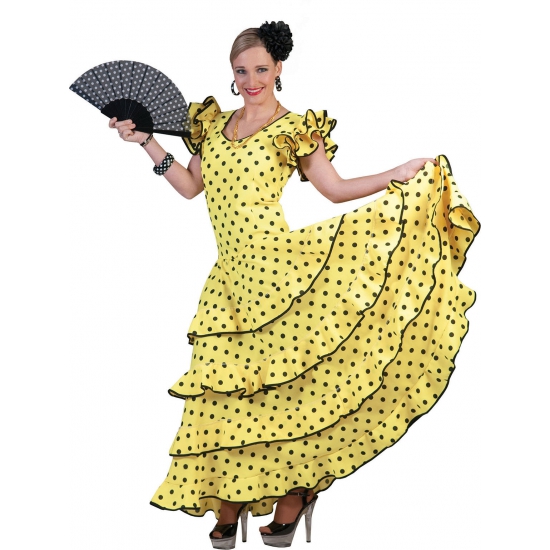 Gele jurk Spaanse danseres 36-38 (S/M) -