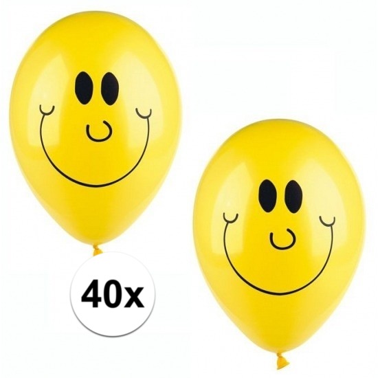 Gele smiley ballonnen 40 stuks