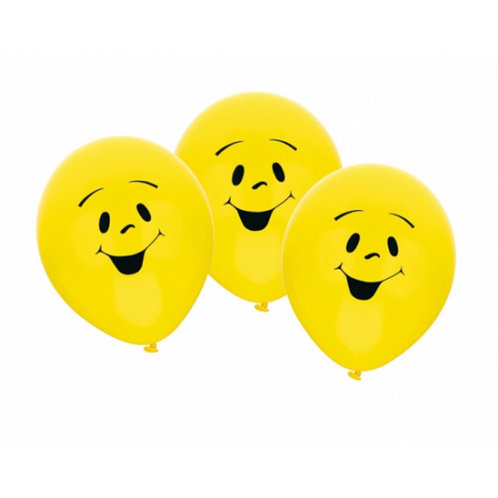 Gele smiley emoticon ballonnen 6x stuks