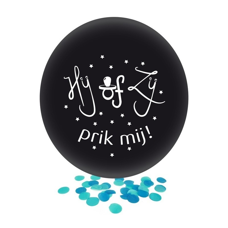 Gender reveal jongentje party/feestje confetti ballon zwart 60 cm -