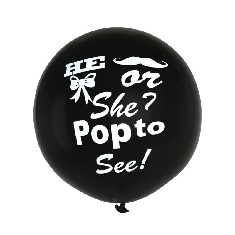 Gender reveal party/feestje mega ballon zwart 91 cm -