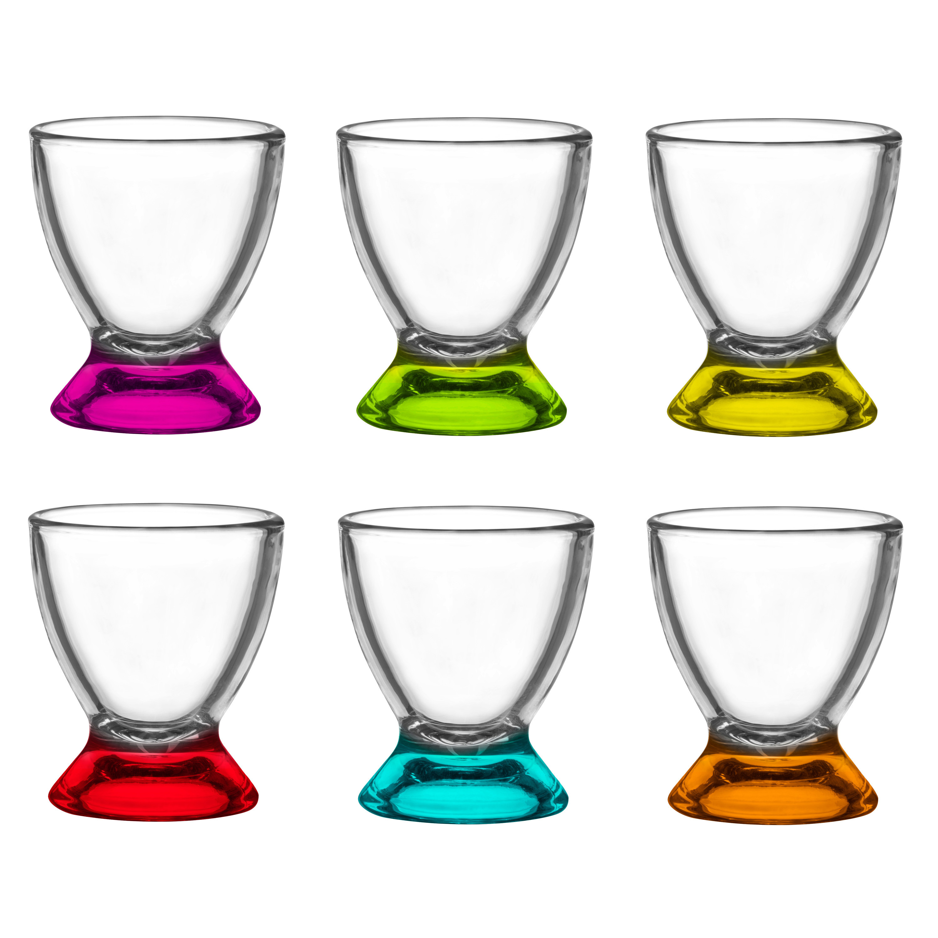 Glasmark Shotglaasjes/borrelglazen - glas - gekleurde onderzijde - 6x stuks - 35 ml -