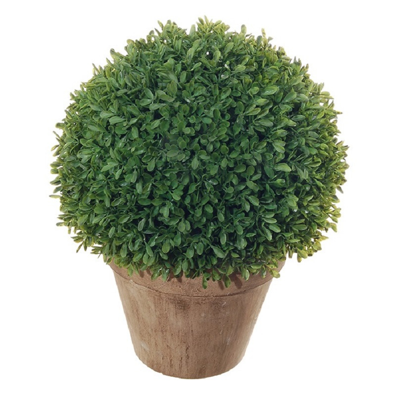Groene buxusbol Sempervirens kunstplant in bruine kunststof pot 35 cm -