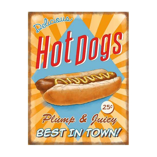 Grote muurplaat Hot Dogs 30x40cm -