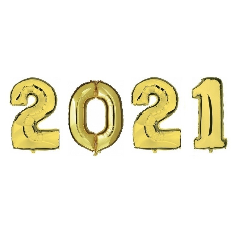 Grote New Year versiering 2021 ballonnen goud