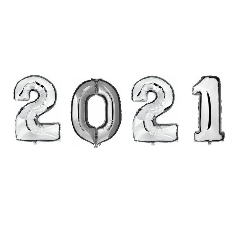 Grote New Year versiering 2021 ballonnen zilver