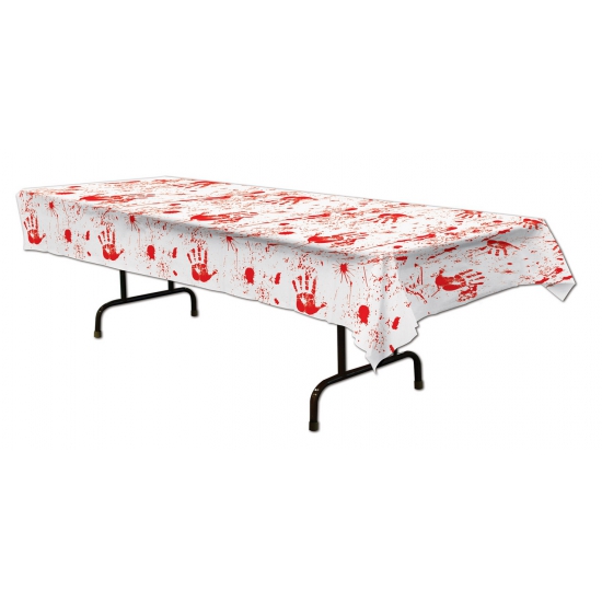 Halloweeen horror thema tafelkleed met bloed 275 x 135 cm -