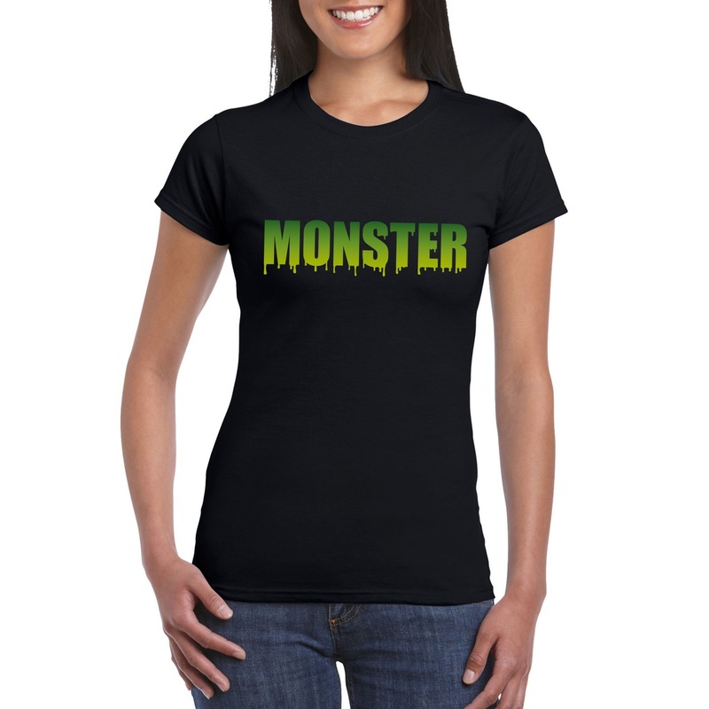 Halloween monster shirt zwart dames L -