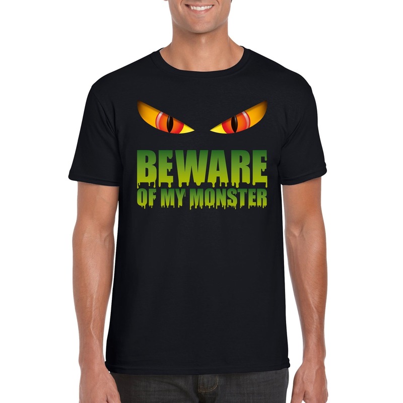 Halloween shirt zwart heren Beware of my monster S -