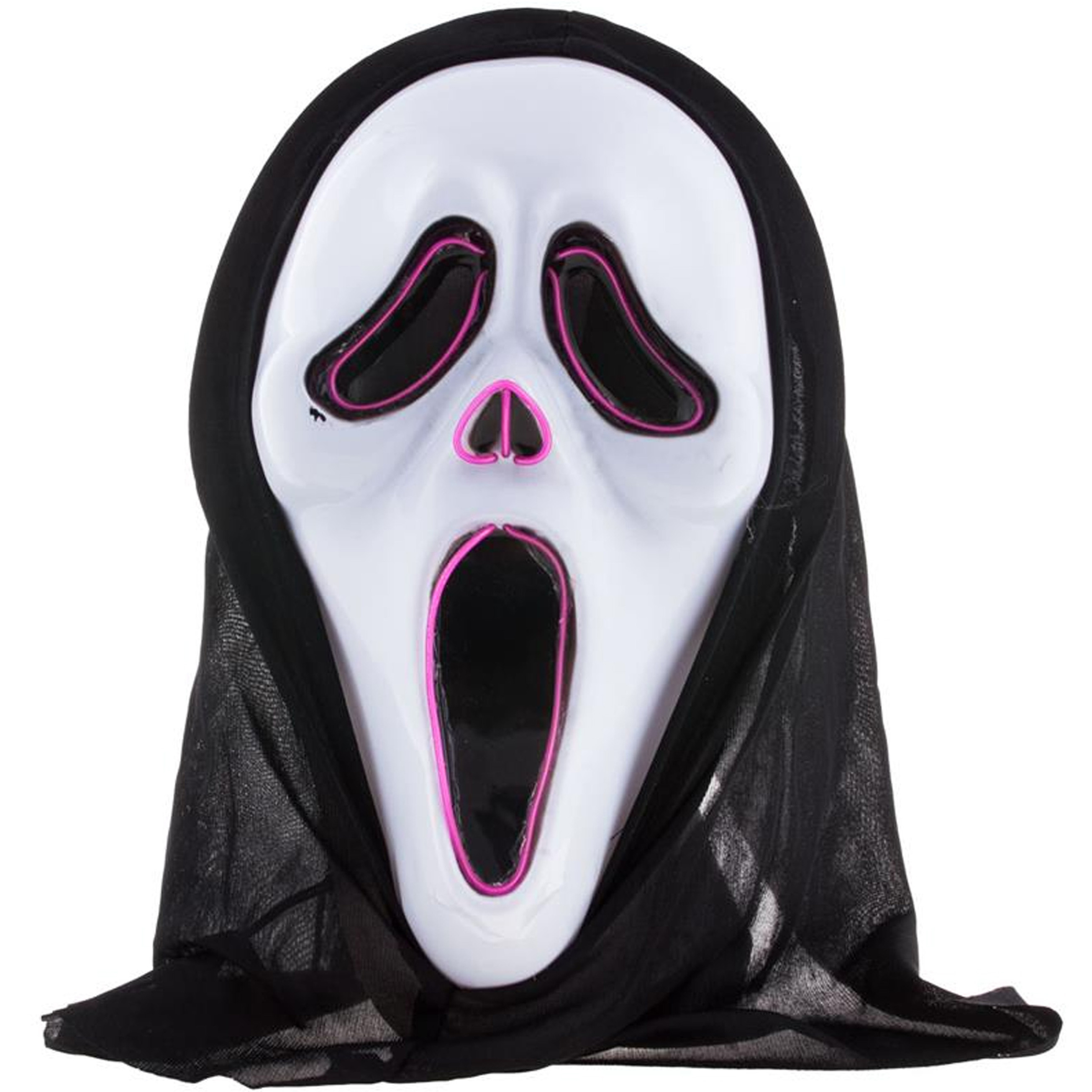 Halloween thema verkleed masker - Scream/Ghostface - volwassenen - met kap - met LED licht