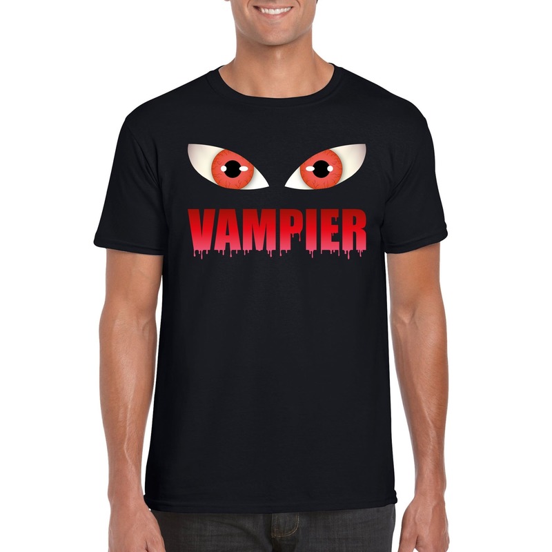 Halloween vampieren ogen shirt zwart heren 2XL -