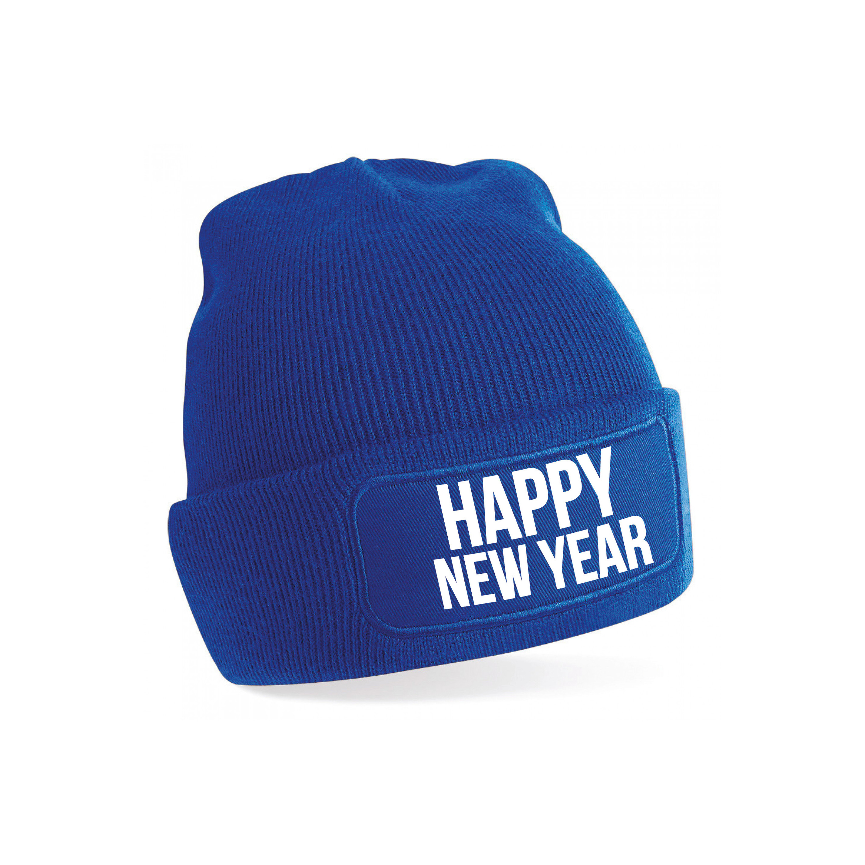 Happy New Year muts unisex - one size - blauw - apres-ski muts One size -