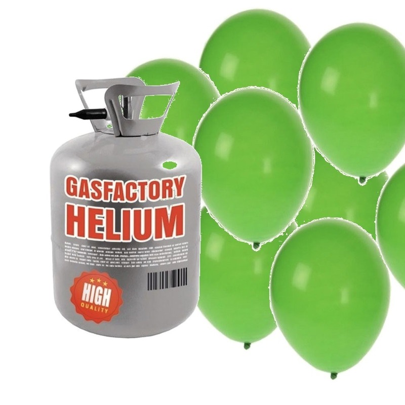 Helium tankje met 30 groene ballonnen