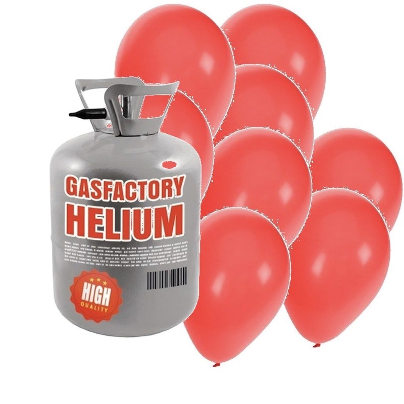 Helium tankje met 30 rode ballonnen