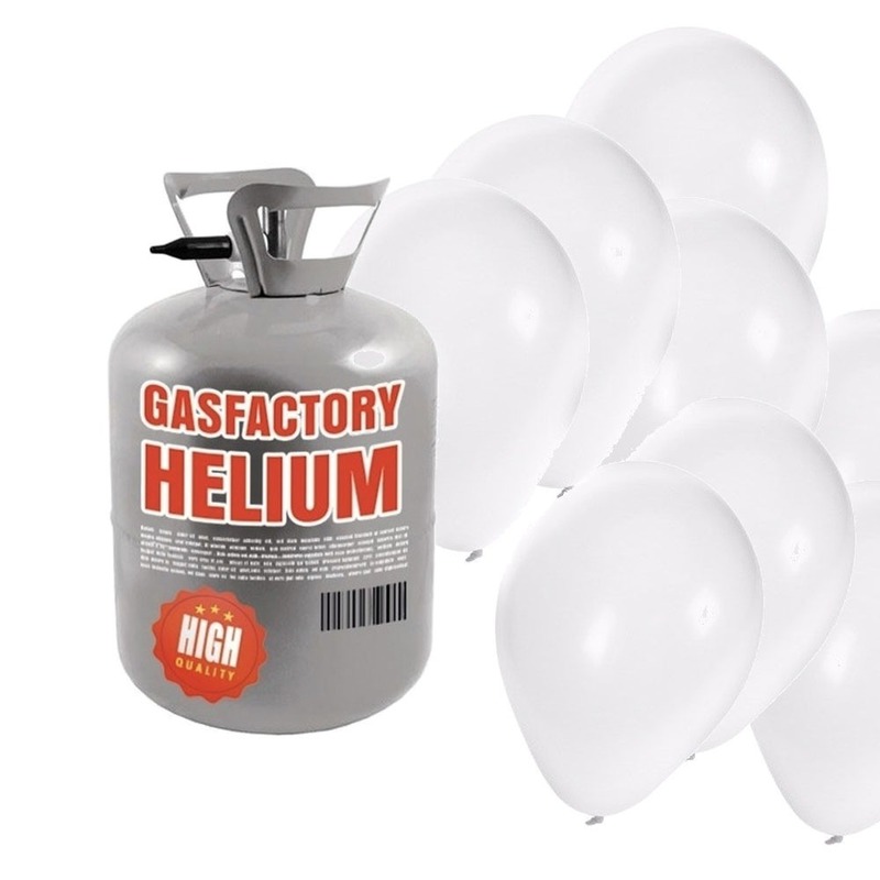 Helium tankje met 30 witte ballonnen 30