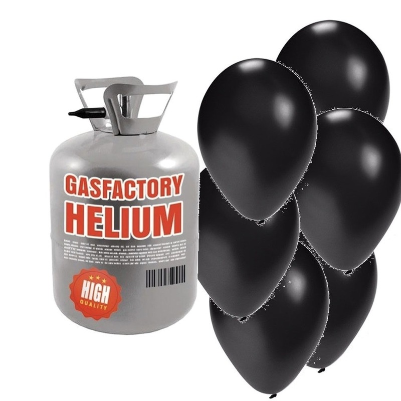 Helium tankje met 30 zwarte ballonnen 30