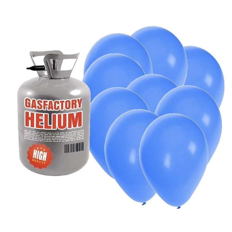 Helium tankje met 50 blauwe ballonnen