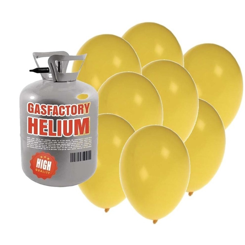 Helium tankje met 50 gele ballonnen