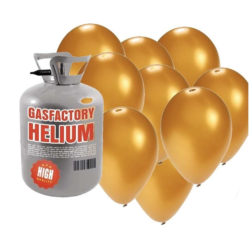 Helium tankje met 50 gouden ballonnen