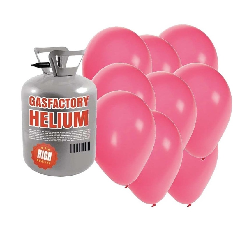 Helium tankje met 50 roze ballonnen -