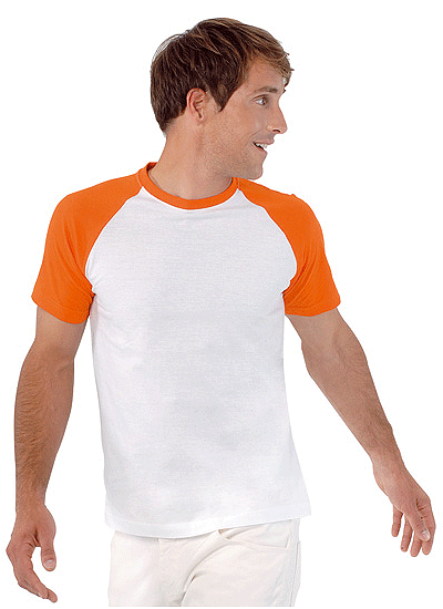 Baseball t-shirt wit/oranje