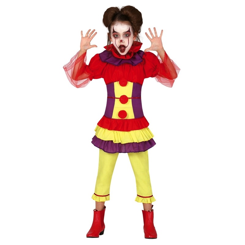Horror clown verkleed kostuum voor meisjes 7-9 jaar (122-134) -