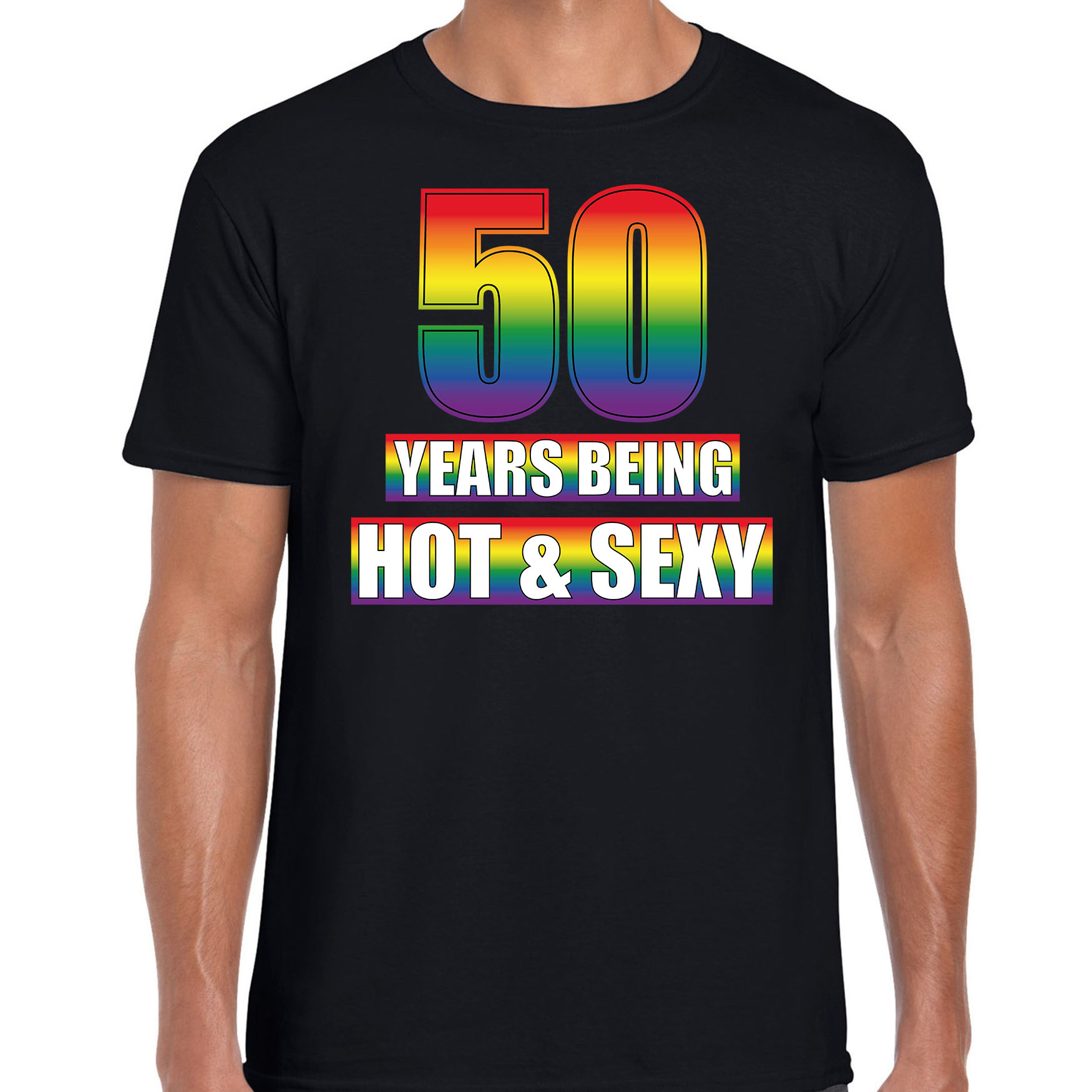 Hot en sexy 50 jaar verjaardag cadeau t shirt zwart voor heren. dit zwarte verjaardag shirt is bedrukt in ...