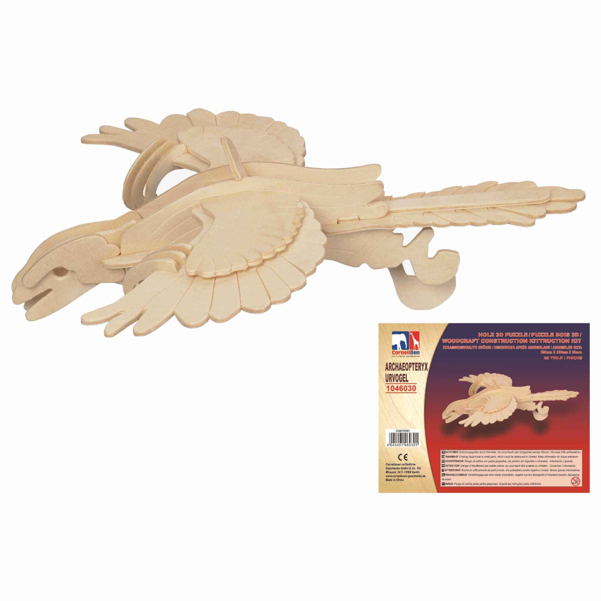 Houten dieren 3d puzzel Archaeopteryx dinosaurus bouwpakket 28 cm -