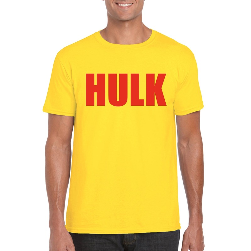 Hulk worstelaar t-shirt geel met rood voor mannen